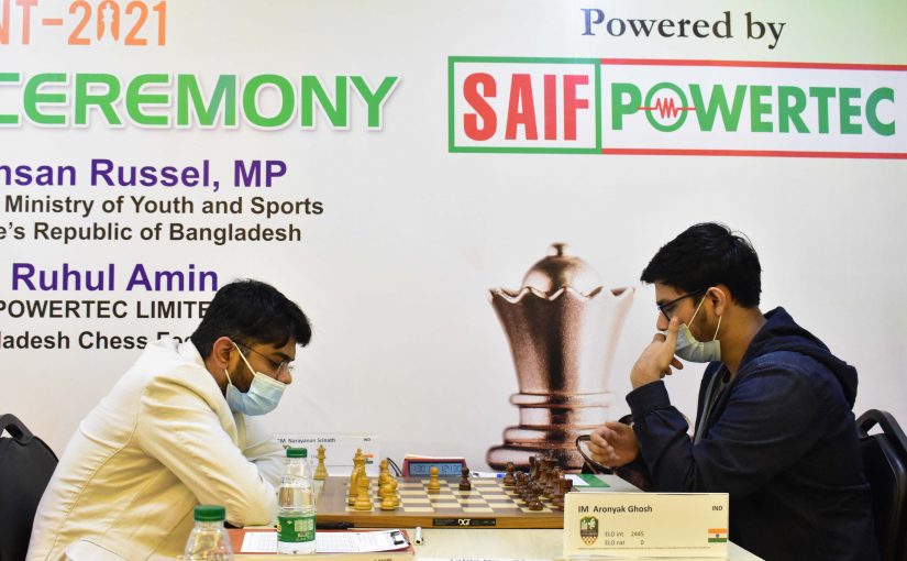 GMs Narayanan, Bernadskiy Share Lead in $55,000 Sheikh Russel International