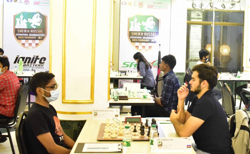 GMs Narayanan of India and Mosadeghpour of Iran Share Lead in Sheikh Russel International