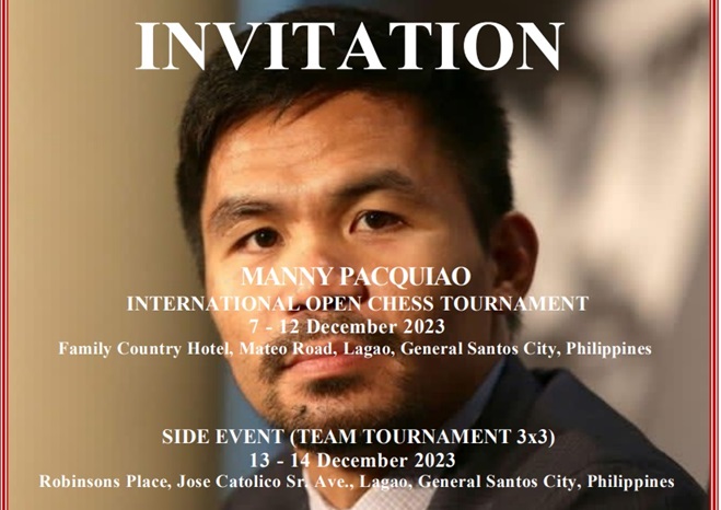 Manny Pacquiao International Open December 7-12 in Philippines