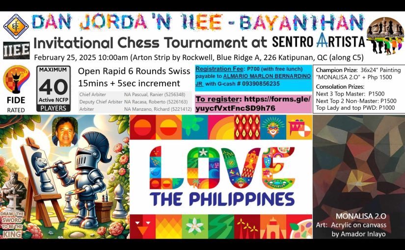 Dan Jorda & IIEE-Bayanihan Chess Club FIDE-rated Open Rapid Chess Tournament