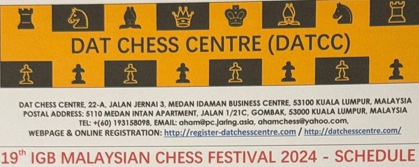 19th IGB Malaysian Chess Festival Slated 13 – 23 September in Kuala Lumpur