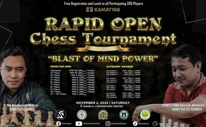 Kamatyas Rapid Open Chess Championship 2nd Nov in Isabela, Philippines