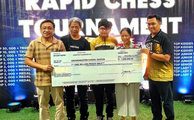 Kamatyas Chess Club Grants 1 Million Pesos to New Filipino GM Daniel Quizon