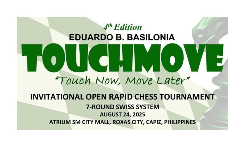 Touchmove Open Rapid Chess Tournament Set 24 August in Capiz, Philippines
